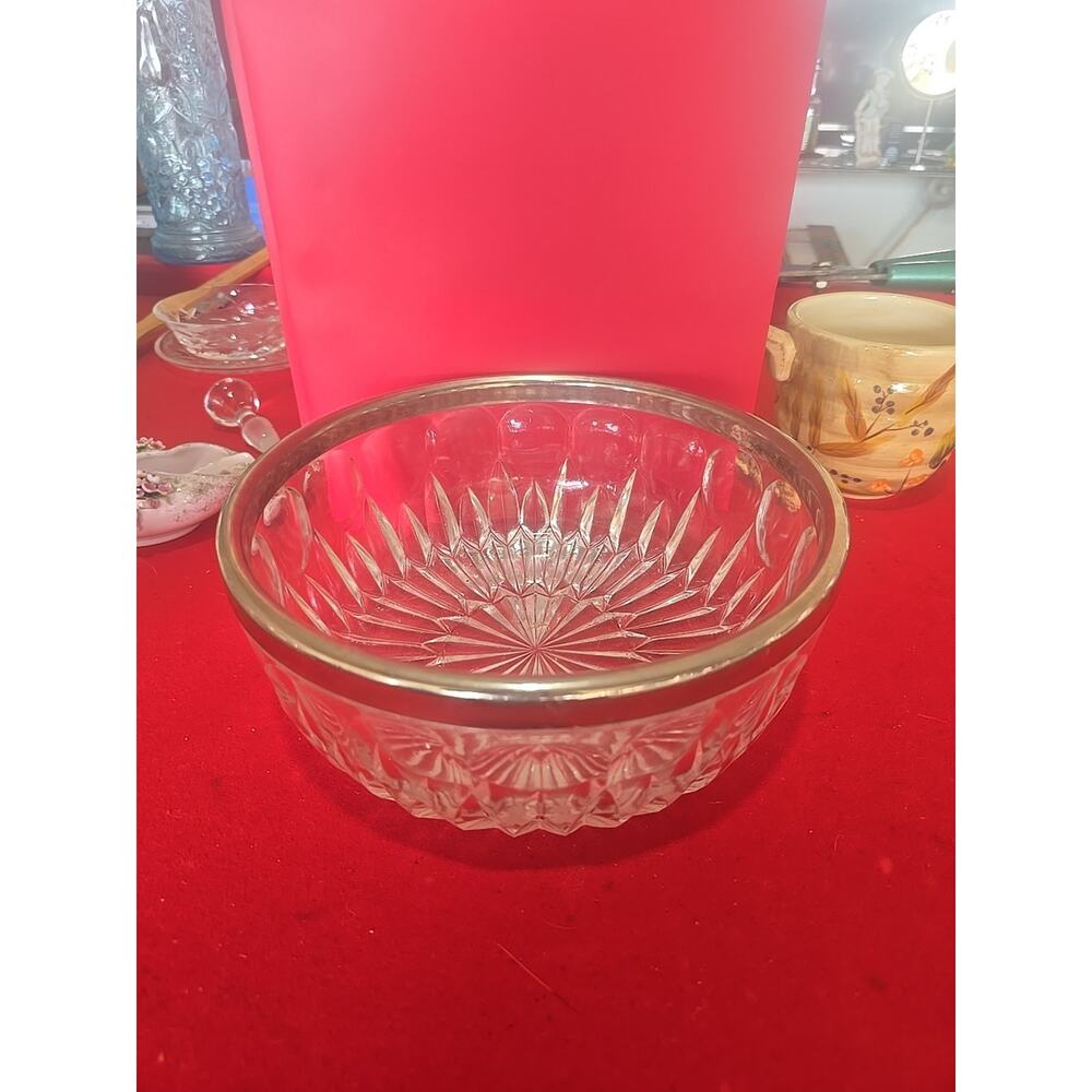 Leonard Cut Crystal Italy‎ Silverplate Salad Bowls Set of 4